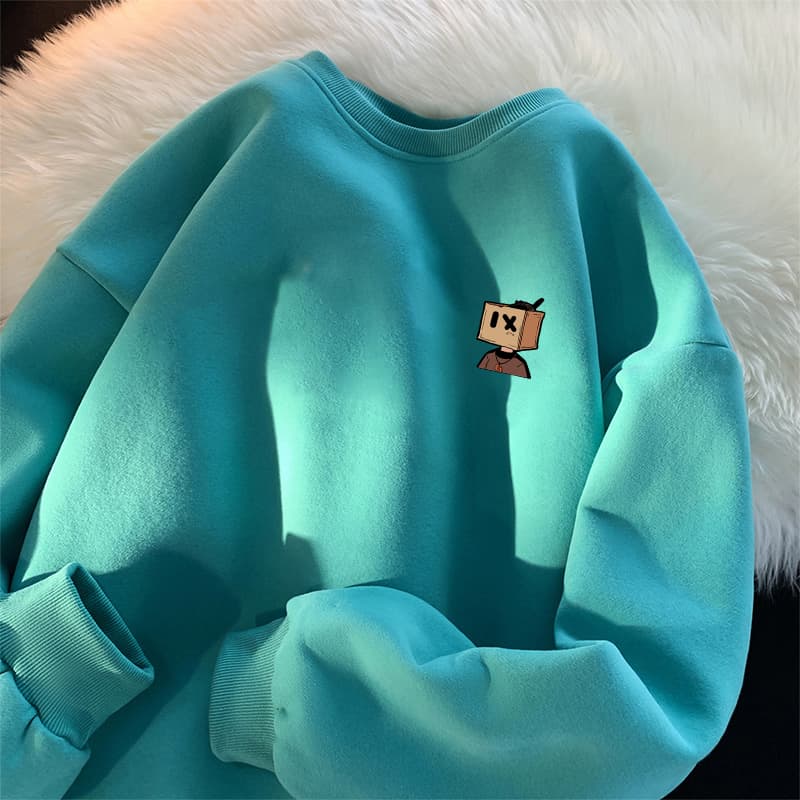スウェットメンズ キャラクター刺繍入りルーズスウェット