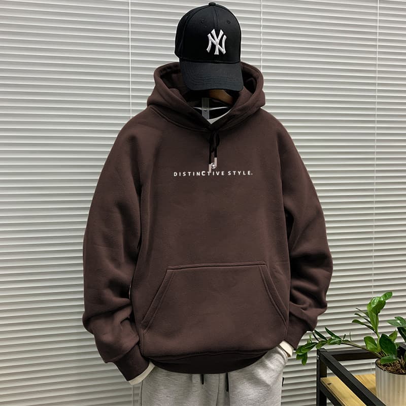 スウェットメンズ シンプルロゴ刺繍プルオーバーパーカー