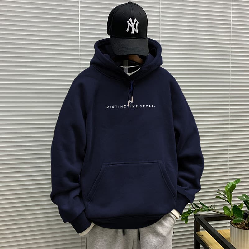スウェットメンズ シンプルロゴ刺繍プルオーバーパーカー