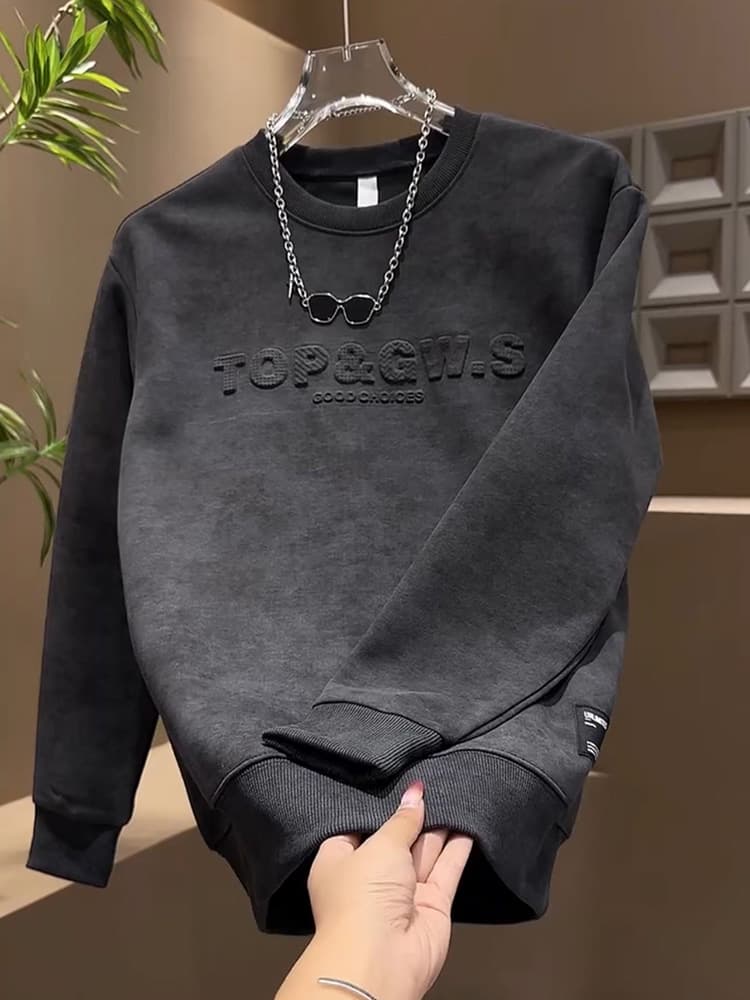 スウェットメンズ シンプル立体ロゴ入りスウェット