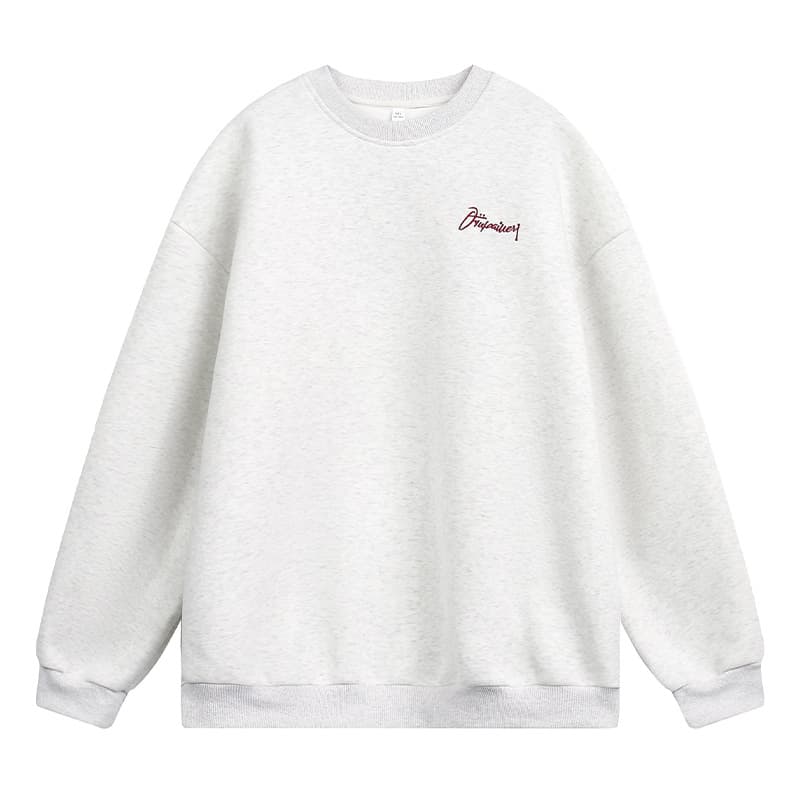 スウェットメンズ 刺繍入りクルーネック厚手スウェット全4色