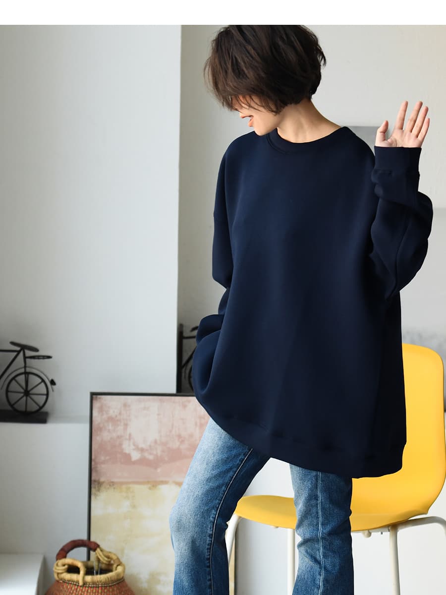  ゆったりシルエット 裏起毛スウェット
