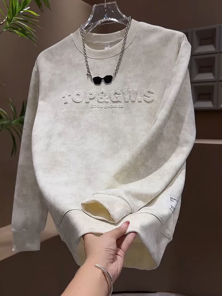 スウェットメンズ シンプル立体ロゴ入りスウェット