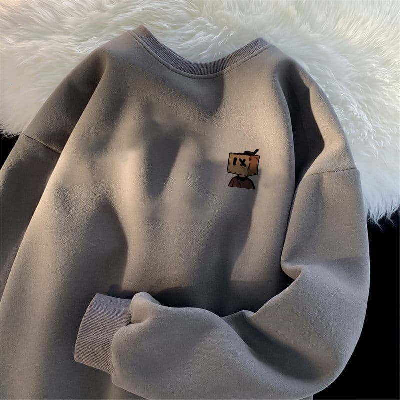 スウェットメンズ キャラクター刺繍入りルーズスウェット