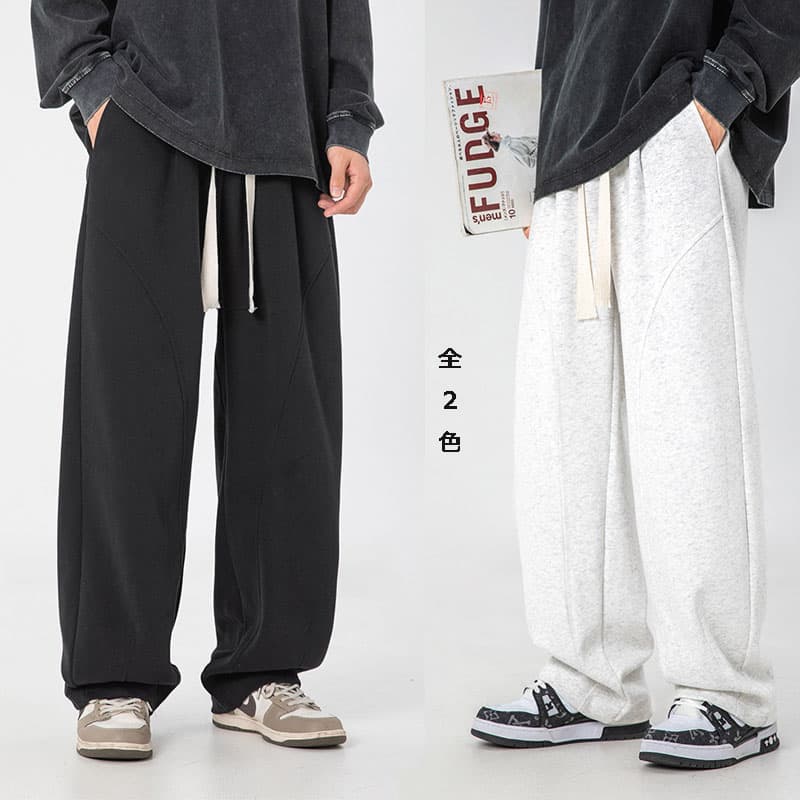 スウェットメンズ メンズ ゆったり ドレープ ワイド スウェットパンツ 全2色
