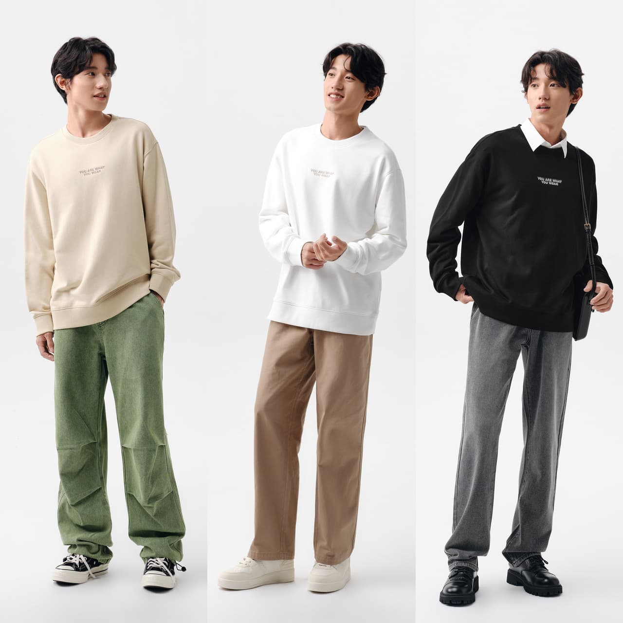 スウェットメンズ ミニマルロゴ入りカジュアルスウェット