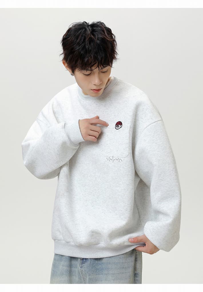 スウェットメンズ メンズ 厚手刺繍入りスウェット 秋冬ヴィンテージ風トレーナー