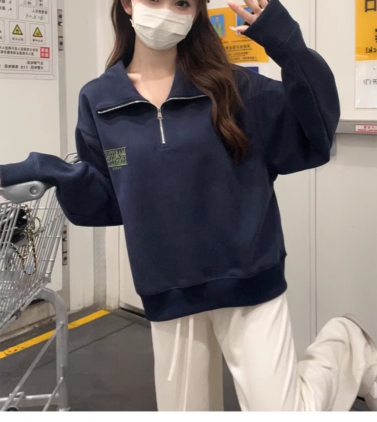 スウェットメンズ ハーフジップ ゆるだぼ スウェット