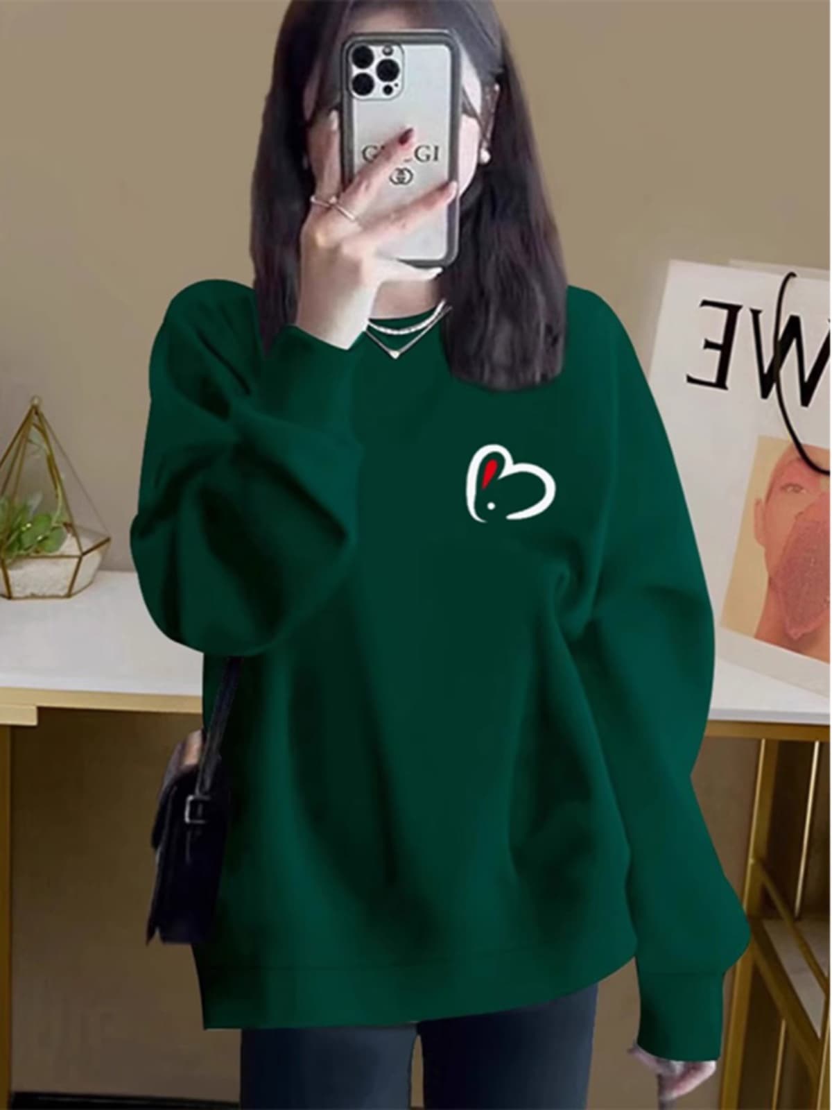 スウェットメンズ かわいいうさぎ刺繍入りゆるだぼスウェット